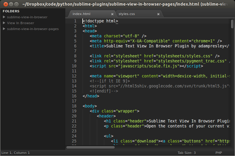 sublime text 3 open in browser